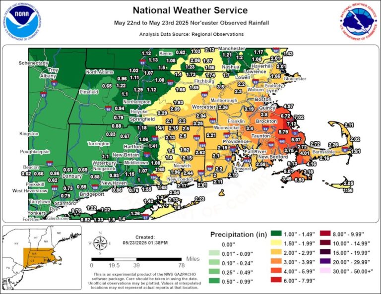 Mass. weather: See rainfall totals from across Bay State during nor’easter