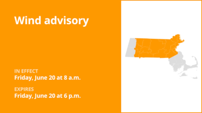 Wind advisory in place for 7 Massachusetts counties until Friday evening – gusts may reach 50 mph