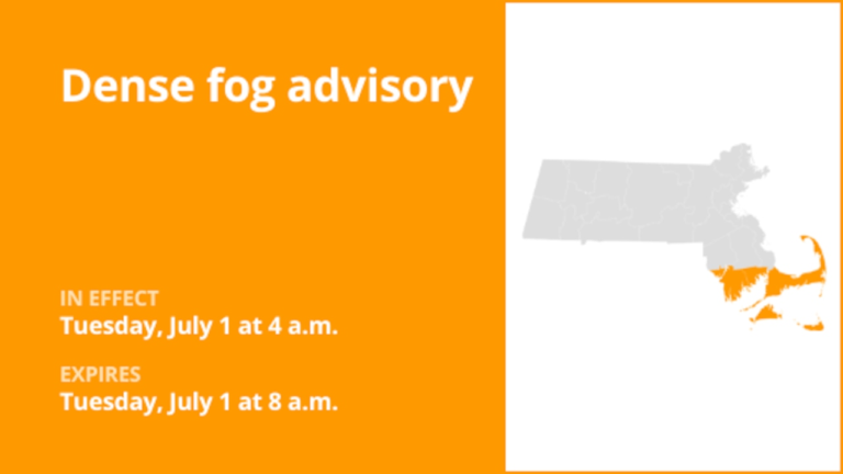 Dense fog advisory issued for 5 Massachusetts counties until Tuesday morning – 1/4 mile visibility