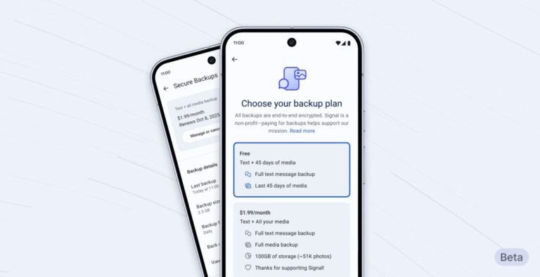 Signal introduces free and paid backup plans for your chats