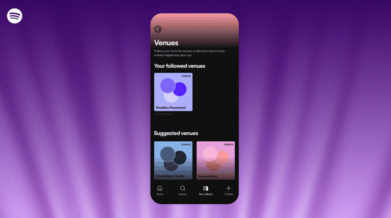 Spotify now lets people follow venues to find out about concerts