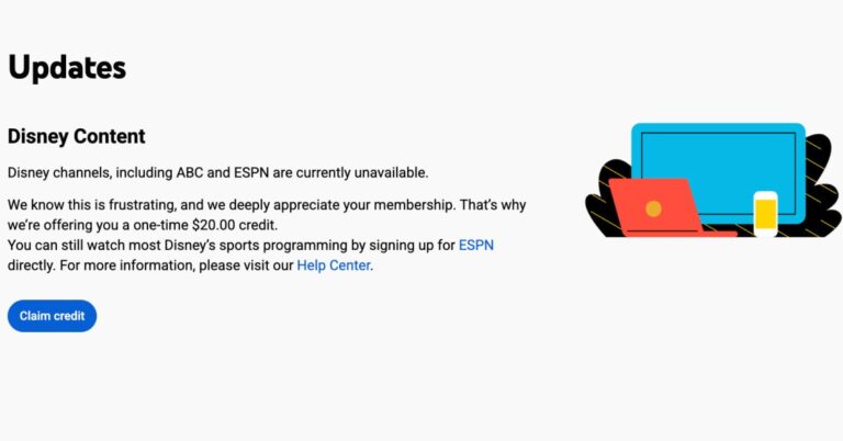 YouTube TV sends $20 credit for lost Disney content: How to redeem 