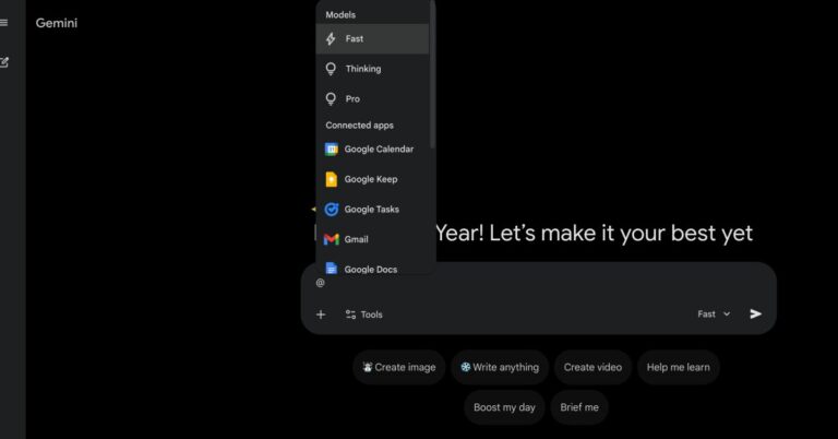 Gemini app gets faster model switching from @-menu