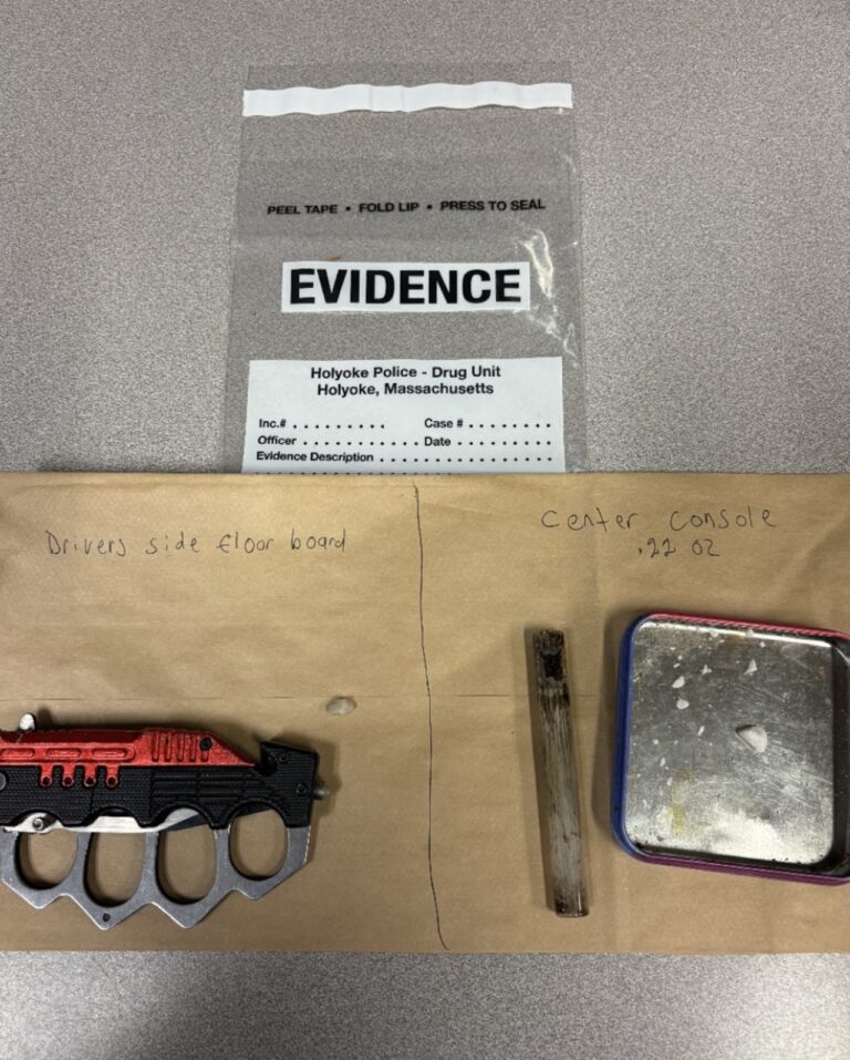 Agawam man arrested in Holyoke after traffic stop uncovers drugs, trench knife